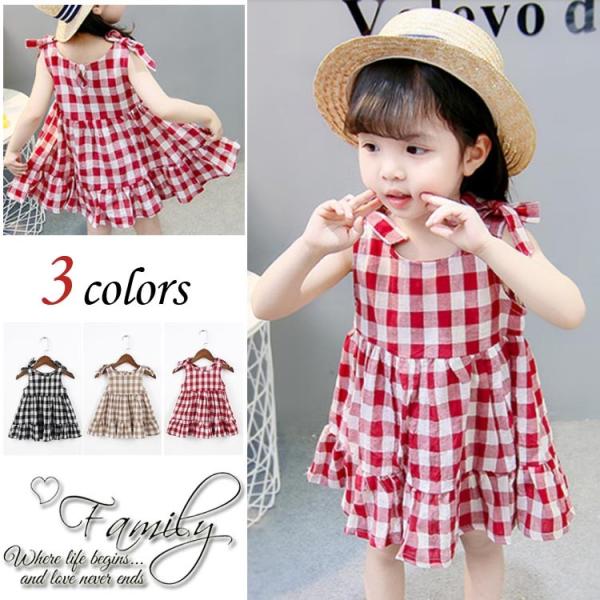 送料無料 キッズ ワンピース ノースリーブ チェック チェック柄 ギンガムチェック スカート りぼん リボン フリル 女の子 ガール 子供 子供服 こ Buyee Servis Zakupok Tretim Licom Buyee Pokupajte Iz Yaponii