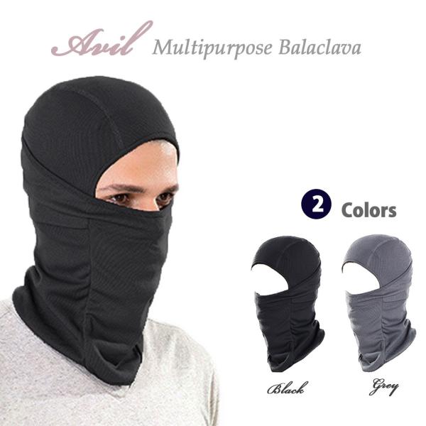 伸縮性・通気性に優れた蒸れにくい薄手マイクロファイバー素材のフェイスマスクです。 優れたフィット感で快適な着け心地です。 フェイスマスク、目だし帽（バラクラバ）、ネックウォーマー と3通りの使い方が出来ます。【カラー】ブラック / グレー【...