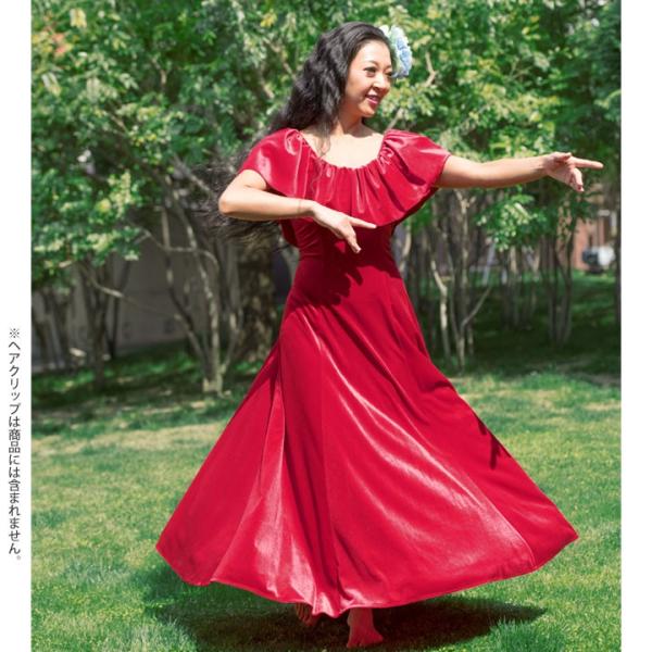 フラダンス衣装 ムームー フラワンピース Nobleシリーズ ベロア胸元フリルドレス レッド Op398 3500 ハワイアンドレス Buyee Buyee Japanese Proxy Service Buy From Japan Bot Online