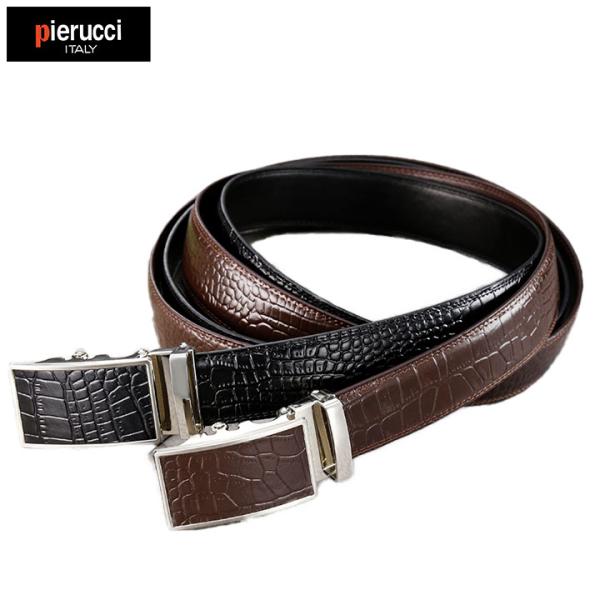 メンズ ベルト クロコ型押しベルト2色組 Z1401 紳士 本革