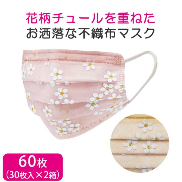 プリーツマスク❗️ピンク系花柄 再販♪大人用 プリーツマスク ピンク系花柄 6層 布マスク michi