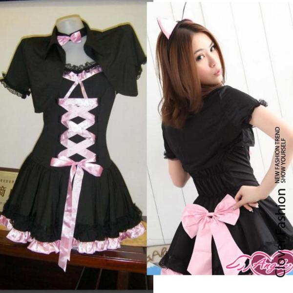 送料無料 メイド服 コスプレ 猫耳 カチューシャ 黒 ピンク ネコ セクシー コスチューム 大人用 Cosplay ハロウィン 仮装 セクシー コスチューム コスプレ衣装 Buyee Servicio De Proxy Japones Buyee Compra En Japon