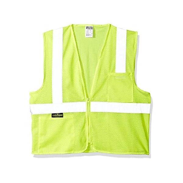 Radians SV2ZGM4X Polyester Mesh Economy Class 2 High Visibility Vest with Zipper Closure, 4X-Large, Green