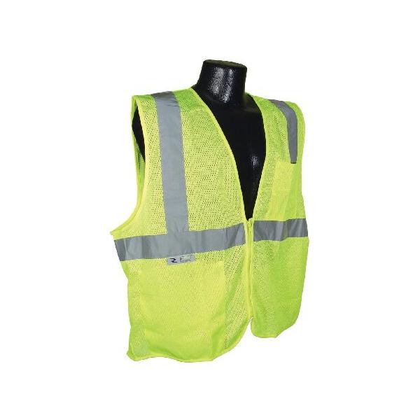 Radians SV2ZGMXL Polyester Mesh Economy Class 2 High Visibility Vest with Zipper Closure, X-Large, Green