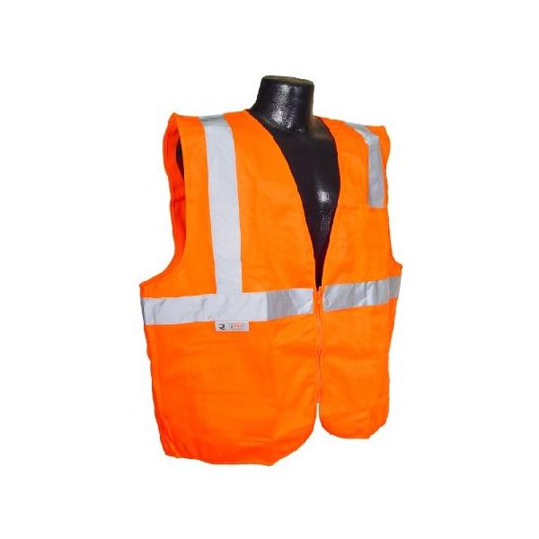 Radians SV2ZOS5X Polyester Solid Knit Economy Class 2 High Visibility Vest with Zipper Closure, 5X-Large, Orange