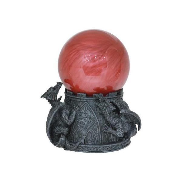 Ebros クライミングドラゴン レッドブラッドプラネット サンドストームボール像 高さ6.25インチ サウンドセンサー 中世ルネサンス 神話ファンタジー装飾