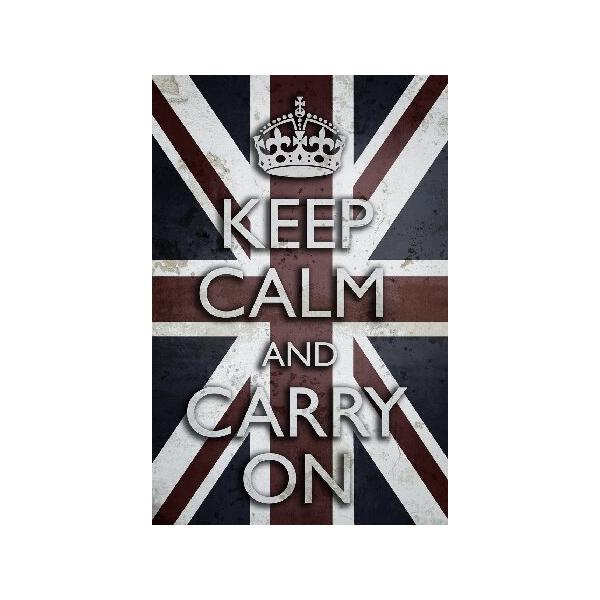 Buyartforless 作品フレーム入り Keep Calm and Carry On Union Jack イギリス国旗 (モーチベーションアートポスタープリント、ホワイト