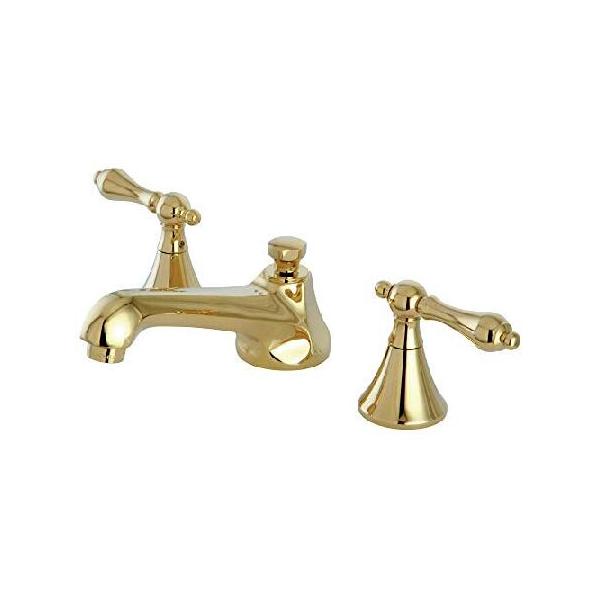 Kingston Brass KS4472AL ワイドスプレッドバスルーム蛇口 5-1/2インチ 注ぎ口リーチ 光沢真鍮