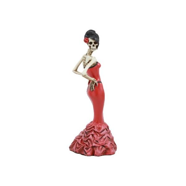 Day of the Dead Diva Lady In Red Ballroom GirlスケルトンFigurine自撮りPosing