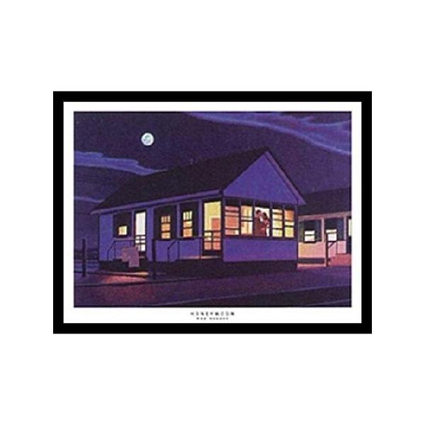Framed Honeymoon by Rob Brooks 28 x 20アートプリントポスターハワイアンビーチハウスCouple Love Romance Moonlight