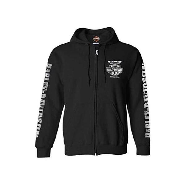 ハーレーダビッドソンメンズライトニングクレストフルジッパースウェットシャツ、ブラック（2XL）