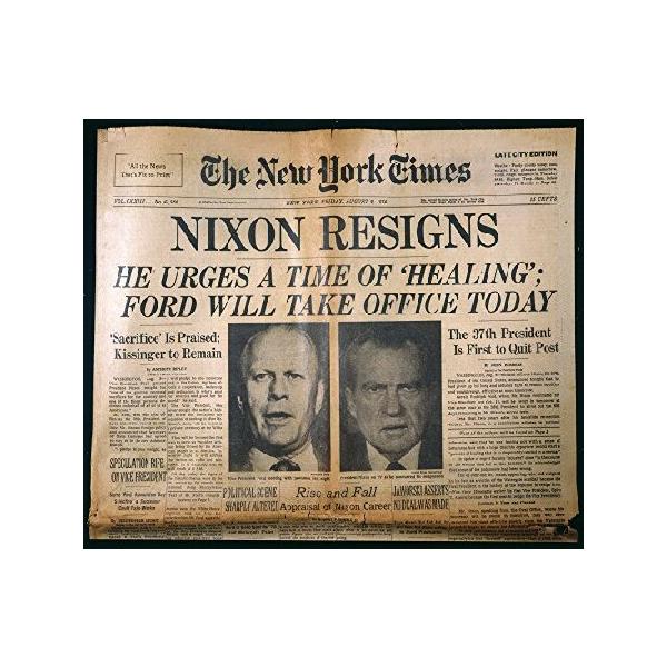 Nixon Resigns Newspaper Nfront Page Of The New York Times 9 August 1974 Announcing The Resignation Of President Richard Nixon Following The Watergate