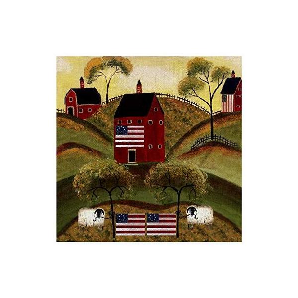 Trademark Fine Art 4Th July シープレッドバーンズ Cheryl Bartley作、45.72x45.72cm ファインアート、マルチカラー