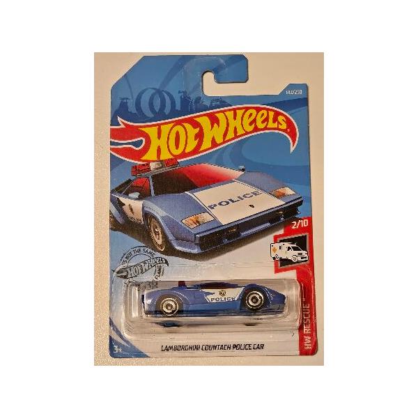 Hot Wheels Rescue Series 2/10 Lamborghini Countach Police Car 142/250, Blue