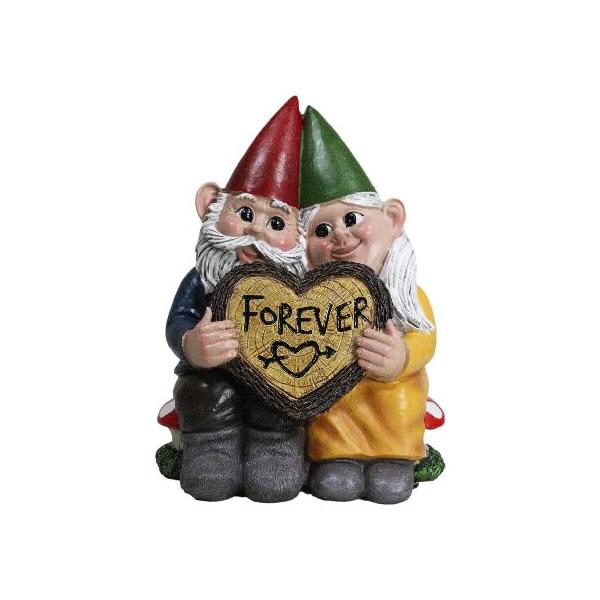 Ebros ノーム ミスター＆ミセス ノーム ホビット カップル キノコの像 高さ6.25インチ 「Forever Love Struck」 ホームインテリア 彫刻フィギュア
