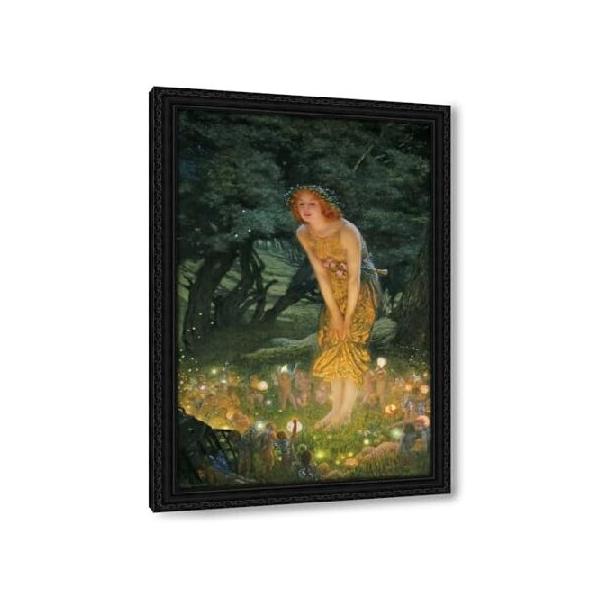 Hughes, Edward Robert 28x40 Black Ornate Framed Canvas Art Print Titled: Midsummer Eve