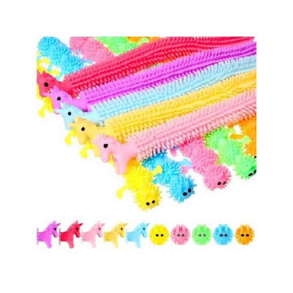 Skylety 10ピース カラフル ストレッチ ストリング フィジェット 感覚玩具 ユニコーンとキャタピラー ワームおもちゃ ストレス解消おもちゃ 自閉症の大人のスト