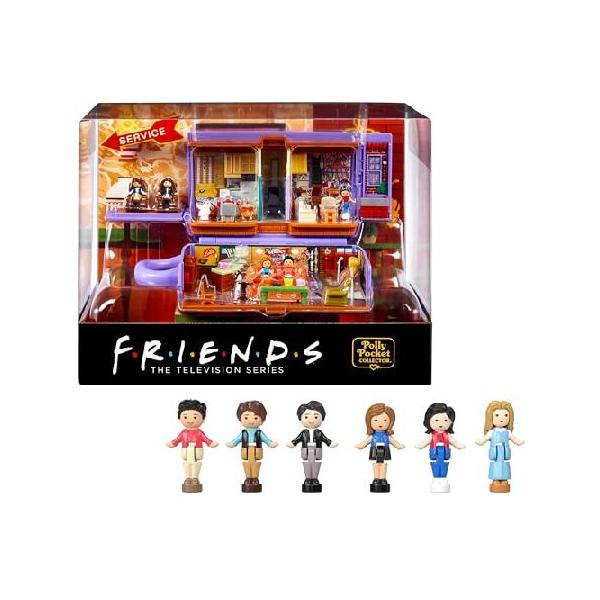 Polly Pocket Friends Compact Playset with 6 Character Dolls ＆ 9 Accessories, Coffee Cup Exterior, Collectible Toy