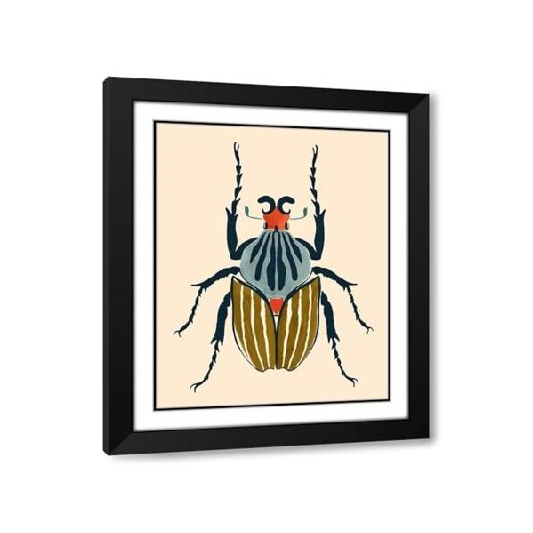 ArtDirect Beetle Bug I 20x24 ブラック モダン ウッド 額入り ダブルマット美術館アートプリント ビクトリア州バーンズ