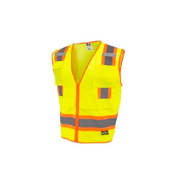 RADWEAR SV69 クラス 2 ツートーン 反射メッシュ/ソリッド 測量士 安全ベスト プラン/タブレットポケット付き 男女兼用 高視認性グリーン 3X