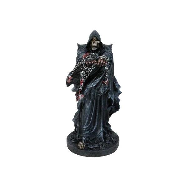 Ebros Gift The Boogeyman Black Death Grim Reaper with Chains Carved Knuckles Game Over Figurine Angel of Death As Ossuary Home Decor Eternal Death