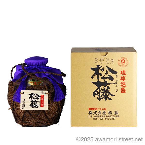 泡盛 古酒 崎山酒造廠 / 松藤 3年古酒 シュロ巻き壺 43度,900ml 贈り物 