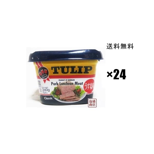 チューリップポーク エコパック 340g 24缶 1ケース うす塩味 沖縄 缶詰 