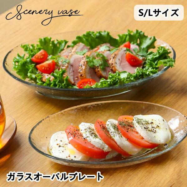 ガラスオーバルプレート 食器 S/Lサイズ シナリーベース Sceneryvase キッチン用品 プレート カトラリー グラス ホームパーティー 冷製