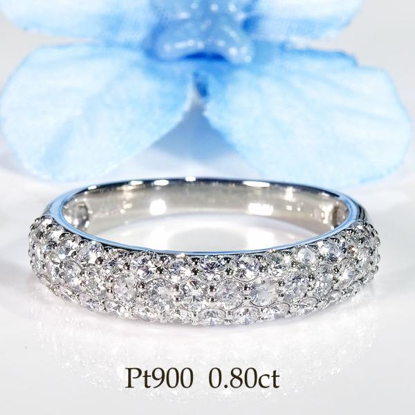 Pt900 0.80ct ダイヤモンド パヴェ リング 送料無料 ジュエリー プラチナ プラチナ900 ダイヤ ダイア 4月 誕生石 華やか 上品 パヴェリング ber0484