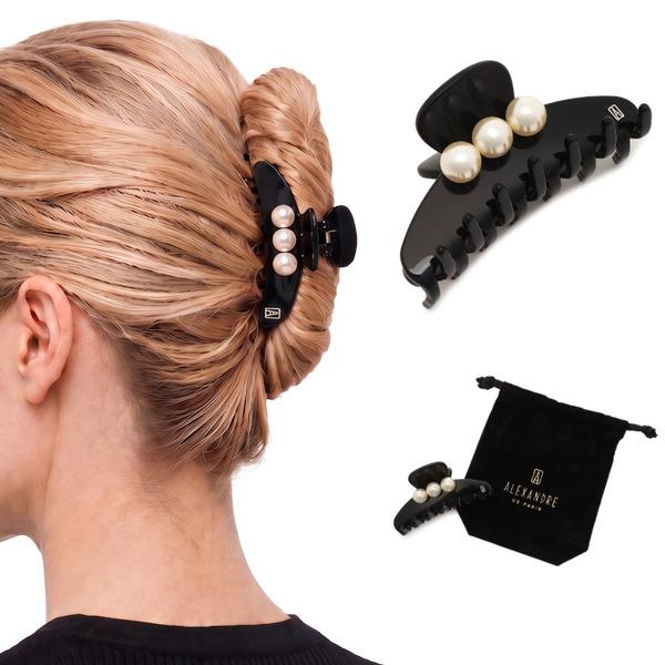 アレクサンドルドゥパリ ヘアアクセサリー タイムレス パール ヘアークリップ ブラック レディース ALEXANDRE DE PARIS ACCM1692004 N2