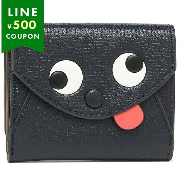 アニヤハインドマーチ 三つ折り財布 ミニ財布 ネイビー レディース  