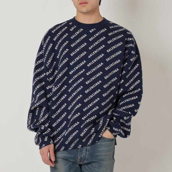 BALENCIAGA バレンシアガ ニット セーター ネイビー ホワイト BALENCIAGA バレンシアガ ニット セーター ネイビー ホワイト