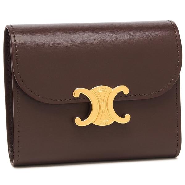 CELINE セリーヌ 三つ折り財布 トリオンフ ミニ財布 ブラウン CELINE セリーヌ 三つ折り財布 トリオンフ ミニ財布 ブラウン
