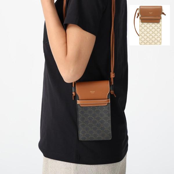 セリーヌ ショルダーバッグ トリオンフ フォンポーチ レディース CELINE 10G332CQD PHONE POUCH WITH FLAP TECH CELINE（セリーヌ） ショルダーバッグ トリオンフ フォンポーチ