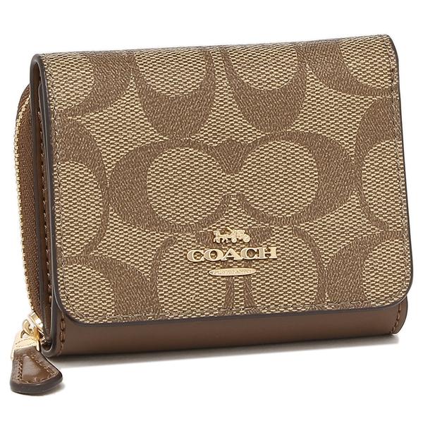 COACH三つ折財布 茶色 COACH コーチ 三つ折り財布 ベージュ ブラウン （COACH コーチ
