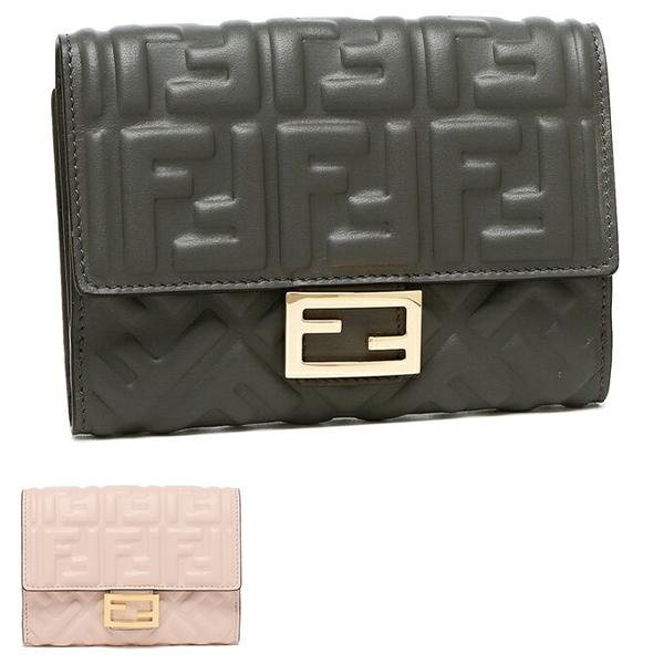 美品 FENDI フェンディ 二つ折り財布 バゲット FFモチーフ レザー