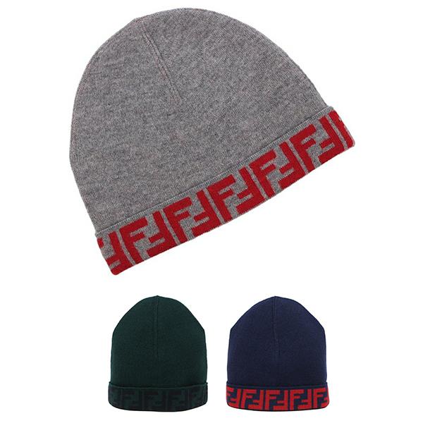 フェンディ ニット帽 ビーニー FF柄 ズッカ柄 グレー キッズ FENDI JUP063 AO29 F0WZ4 GRIGIO FENDI（フェンディ） ニット帽 ビーニー FF柄 ズッカ柄 グレー キッズ