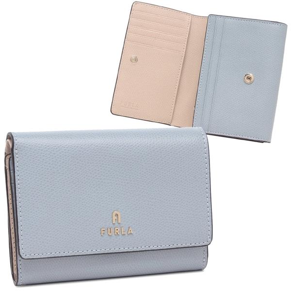 FURLA フルラ 二つ折り財布 カメリア ブルー ベージュ FURLA フルラ 二つ折り財布 カメリア ブルー ベージュ
