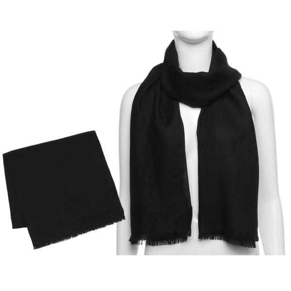 GUCCI グッチ ストール スカーフ ジャガード GGロゴ シルク混ウール  