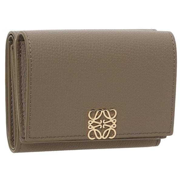 ロエベ 三つ折り財布 アナグラム トライフォールド ウォレット ベージュ グレー レディース LOEWE C821TR2X16 3170