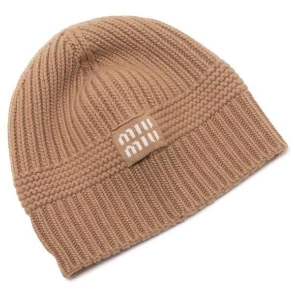 miu miu ニット帽 ビーニー miu miu（ミュウミュウ） ニット帽 ビーニー カシミア ベージュ
