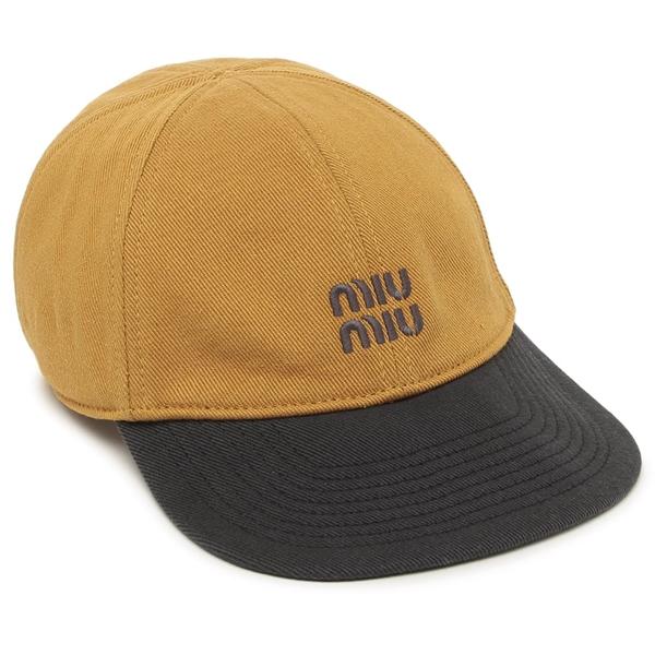 ミュウミュウ キャップ ドリル ベースボールキャップ バイカラー ブラウン ブラック レディース MIU MIU 5HC369 2CWC F04Z6