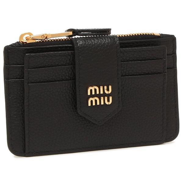 MIUMIUカードケース マルチケース ケース マドラスパール 黒 miu miu（ミュウミュウ） カードケース フラグメントケース ヴィッテロ