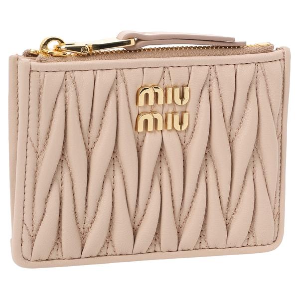 ミュウミュウ カードケース ミヌテリア マテラッセ ナッパレザー カードホルダー ピンク ベージュ レディース MIU MIU 5MC093 AFPP F0236