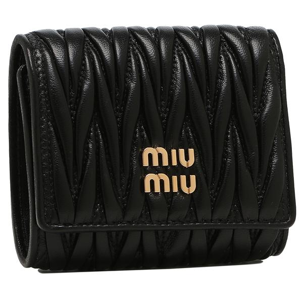 ミュウミュウ財布三つ折りMIU MIU ブラックレザー