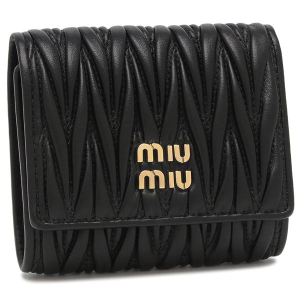 miu ミュウミュウ 三つ折り財布 ブラック レディース MIU 5MH033 miu ミュウミュウ 三つ折り財布 ブラック レディース MIU 5MH033