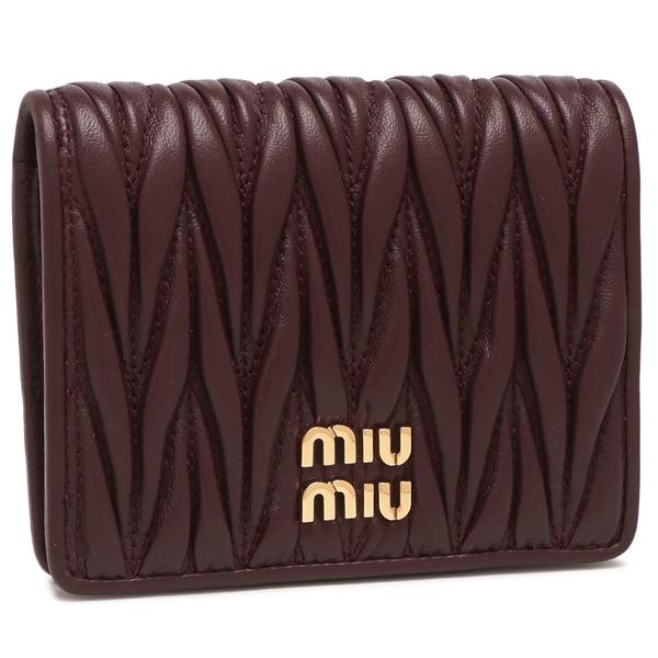 miu miu（ミュウミュウ） 二つ折り財布 マテラッセ ワインレッド