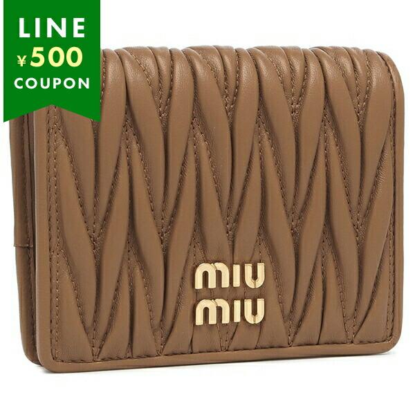ミュウミュウ 二つ折り財布 マテラッセ ブラウン ゴールド レディース MIU MIU 5MV204 AFPP F098L
