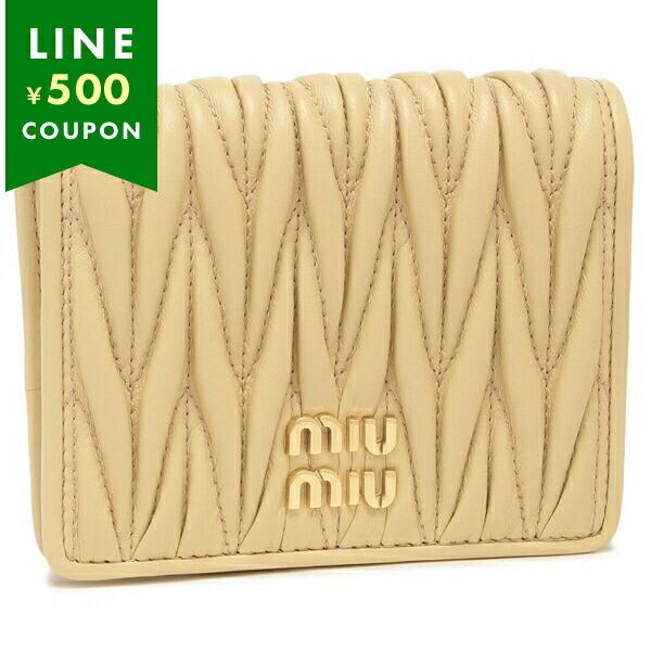 極美品】現行 MIU MIU マテラッセ 二つ折り財布 ロゴ金具 グレー