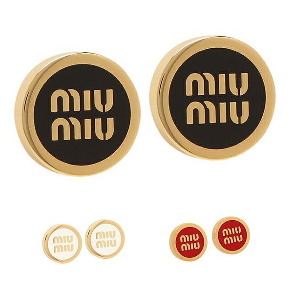 Miu Miu エナメルメタル ピアス MiuMiu】ミュウミュウ 大人気 ロゴ入り エナメルメタル ピアス